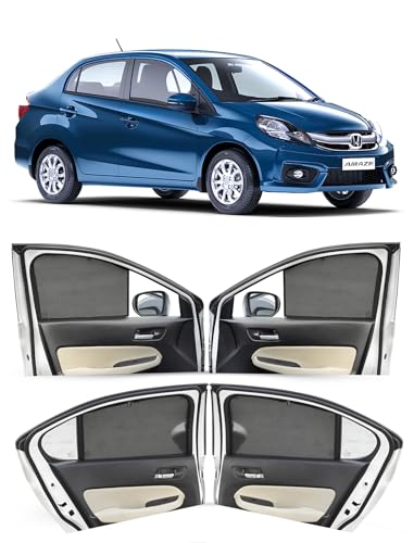 Image of Autofact Car Sunshades for Honda Amaze Old (2011 to 2017), UV Protection, Useful Car Accessories, Custom fit Sun Shades for Side Windows, Set of 4