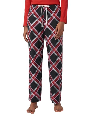 HUE Sleep Lounge Pajama Separates, Christmas and Holiday Collection Pijama, Black Plaid-Pantalón de Dormir, Small para Mujer