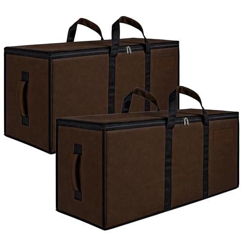 Image of Storite 2 Pack Multi-Purpose Heavy Duty Moisture Proof 81 Litres Canvas Super-Size Jumbo Underbed Storage Bag /Toys /Blankets /Stationery Paper /Clothes /Moving Bags (87x26x36 cm), Brown