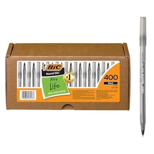 Image of BIC Round Stic Xtra Life Ball Pen, Black, 400 count