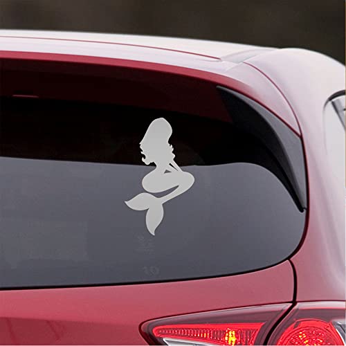 Image of Beautiful Mermaid 1 (Metallic Silver) (Set Of 2) Premium Waterproof Vinyl Decal Stickers For Laptop Phone Accessory Helmet Car Window Bumper Mug Tuber Cup Door Wall Decoration