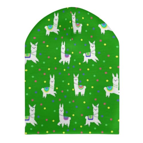 Cute Alpaca and Colorful Dots Kids Beanie Hat for for Girls Boys Children Cap Winter Knitted Chemo Cancer Headwear Accessories Gifts Decoration3