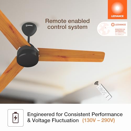 Image of LEDVANCE Aero Master Supreme Bldc Fans Ceiling 1200mm with Remote | Ceiling Fan for Living Room | 5 Star Ceiling Fan | 50% Energy Saving | Operates Silently | Smart Timer Mode | 3 Yr Warranty-Teakwood