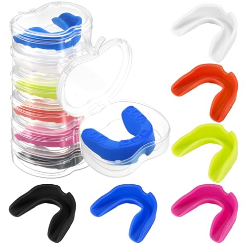 6Pack Mouth Guard for Sports with Storage Box,Moldable Youth Mouth