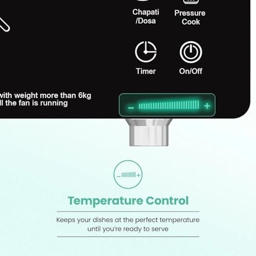 Image of Crompton Infrared 2200W Induction Cooktop with Feather Touch Controls, Rotary Knob and Adjustable Power Levels, LED Display, Overvoltage & Overheat Protection | Efficient Electric Cooker Kitchen