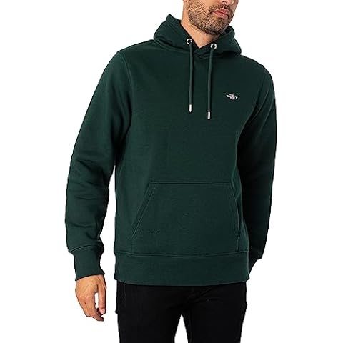 GANT Men's Reg Shield Hoodie in Tartan Green Cover