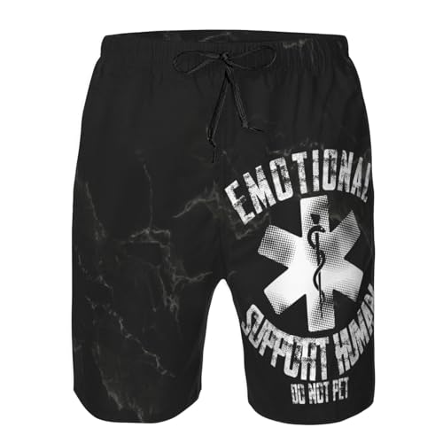 Emotional-Support Human Funny Do Not Pet Men's Beach Shorts Swim Trunks