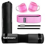 Gym Barbell Pad Set for Women and Men Gym Equipment, Barbell Pad Gym Essentials Women, Gym Accessories for Women with Barbell Pad, Resistance Bands, Ankle Safety Straps, Lifting Strap and Carry Bag