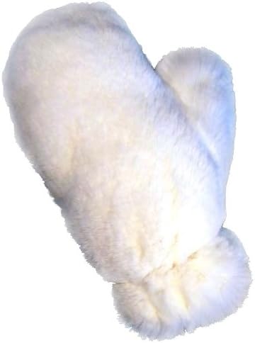 White Rex Rabbit Massage Glove Mitten - Right Hand Single Sided Fur