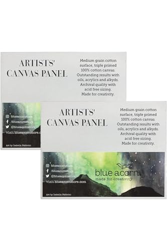 BLUE ACORN - A2 Canvas Board - Triple-Primed Acid-Free 100% Cotton Premium Quality Art Canvas Panel Perfect for Acrylic & Oil Paint