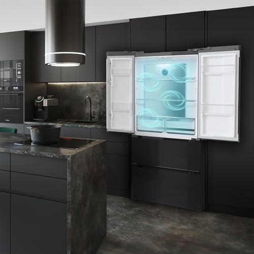 Cecotec Kühlschrank Französische Tür 436L - Bolero CoolMarket FD 436 Black Glass E. Klasse E183 cm hoch und 83,6 cm breit, Inverter Plus Kompressor, Total No Frost, Türalarm, Fast Cooling und Freezing
