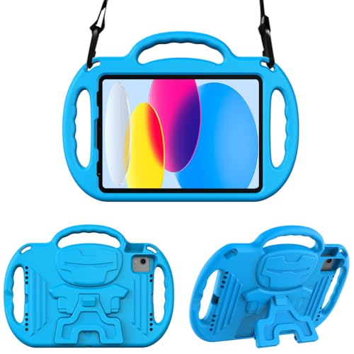 Surom Kids Case for New iPad A16 11th Generation 11-inch 2025/10th Generation 2022 & Air 11" (M3/M2) 2025/2024 & Air 5th/4th Gen & Pro 11, Shockproof Case with Shoulder Strap Handles Stand, Blue
