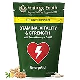 EnergAid Energy & Stamina Supplement | Natural Caffeine-Free Pre-Workout with Korean Ginseng, CoQ10, Rhodiola & B Vitamins | Reduces Fatigue, Supports Focus & Metabolism | Vegan | Made in UK