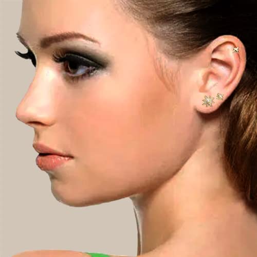 Sonateomber Pointed Angle Star Pearl Tiny Stud Earring Set For Women,3 Pairs Small Cute Gold Plated 925 Sterling Silver Post Hypoallergenic Studs Jewelry Girls Christmas Gift #TOP1