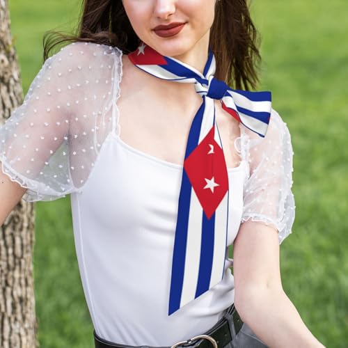 Cuban flag Long silk scarf, the material is soft, silky and shiny, can be used as headscarf, scarf, clothing accessories4