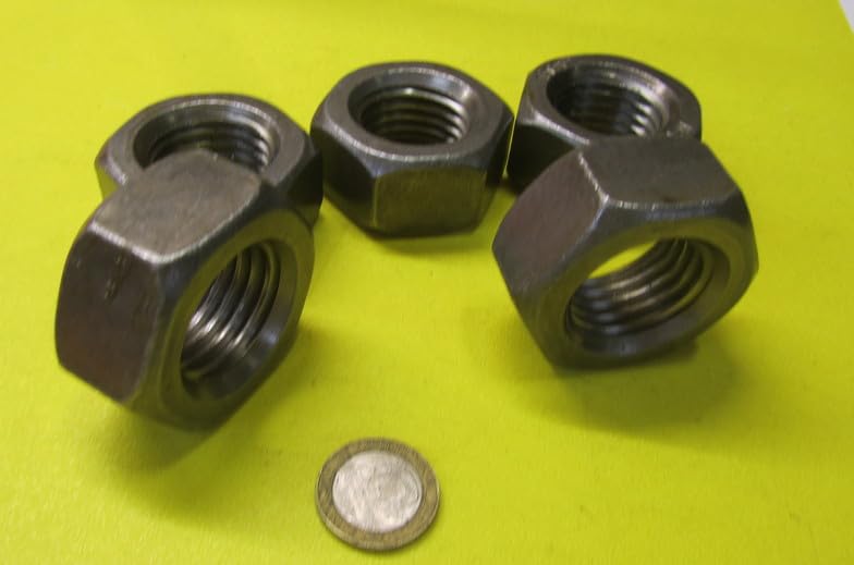 Metric Class 8 Plain Steel Hex Nuts RH M30 x 3.5 Thread x 46 mm W x 24 mm H 5 Pcs
