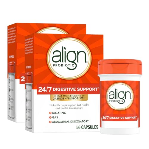 Align Probiotic, 24/7 Digestive Support*§,Probiotics for Women and Men,Probiotics for Digestive Health,Men and Womens Probiotic Capsules Help Relieve Occasional Bloating & Gas*,56 Capsules,(Pack of 2) - image 1