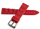 Locman Men's 24mm Red Rubber Watch Band Strap with Silver Buckle