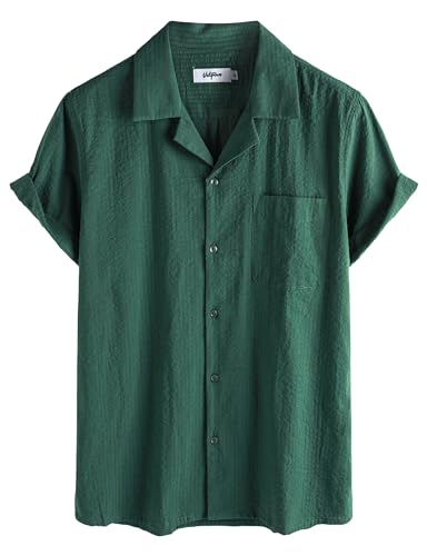 Image of VATPAVE Mens Striped Summer Shirt Casual Button Down Short Sleeve Beach Shirts Cotton Shirts for Men