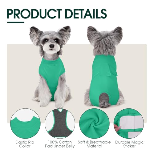 Kuoser Dog Surgery Suit Female Spay, Dog Recovery Suit Male Neuter, Puppy Clothes Onesie for Surgery Anti Licking Abdominal Wounds Pet Surgical Recovery Bodysuit Shirt, Substitute E-Collar & Cone