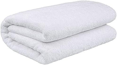 MistyMorning Bath Sheets (100x190 cm), 100% Egyptian Cotton Premium Quality 600 GSM, Super Soft & High Absorbent Towels (Single, White)