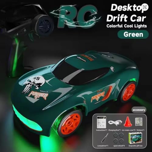 Image of Amitasha 1:64 Scale Mini RC Drift Car Remote Control Car with LED Lights & Speed Mode, 2.4GHz Stunt Drifting Car Toy, Hobby Gifts for Kids & Adults