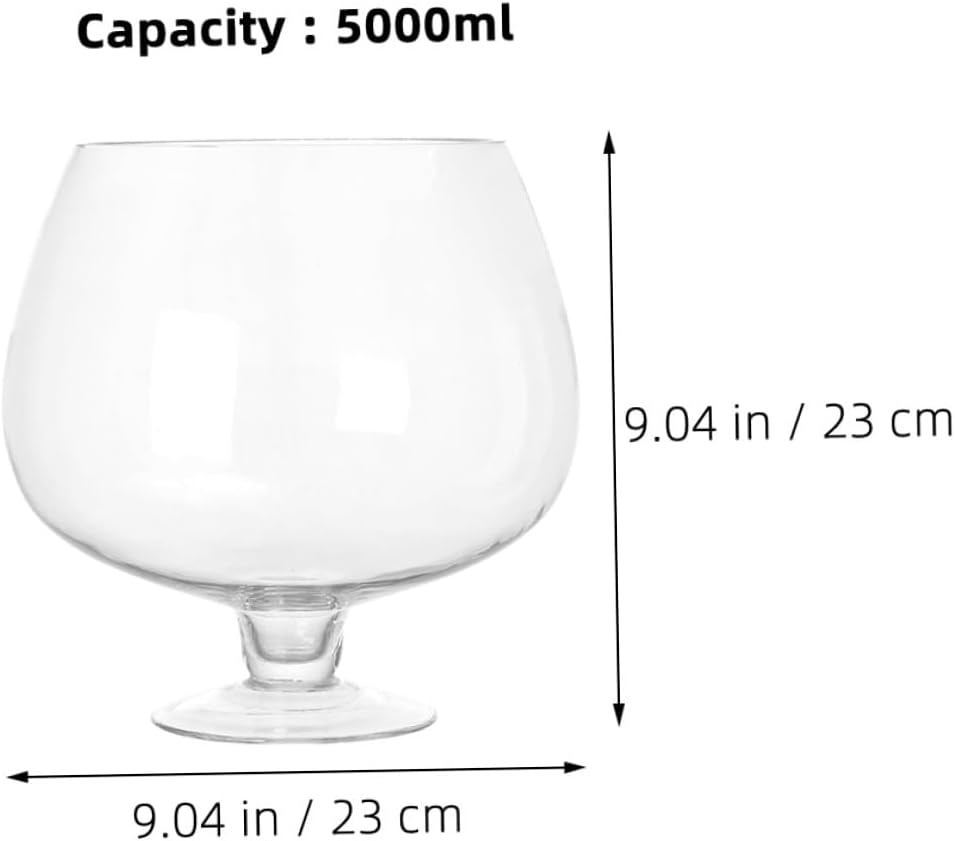 Kisangel Glass Fish Bowl Vase 5000ml Desktop Goldfish Tank Small Aquatic Plant Aquarium Natural Fish Tank for Home Office Decor