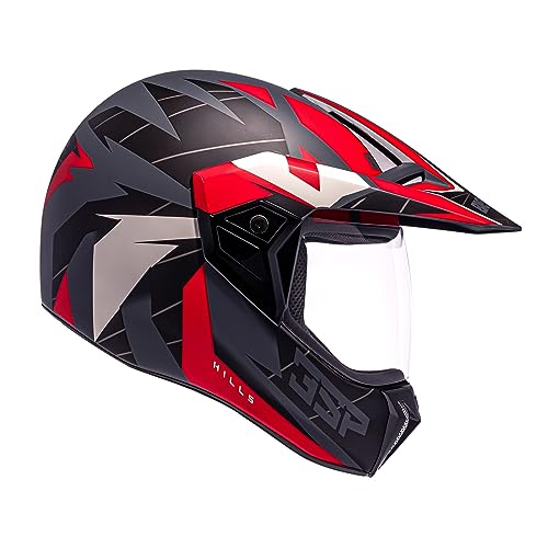Capacete Bieffe 3 Sport Hills - Cinza Fosco e Vermelho - 58