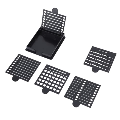 Zerodis Office Supplies and Holder ABS Plastic Practical Sticky Notes Dispenser with 5 Stencil Compatible with All 3x3 Inch Notes for Office Home School Supplies Sticky Stencil (Black)