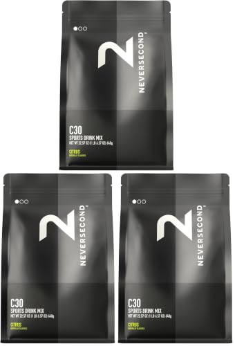 Neversecond C30 Sports Drink, Electrolyte Hydration & Carbs, Citrus, 20-Ct (Pack of 3)