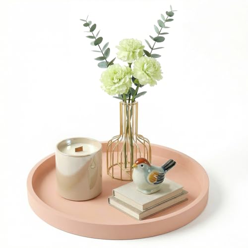 Vassoi decorativi Vassoio da 23 cm per piano di lavoro, rotondo in silicone decorativo per mobili, vassoio per cosmetici e gioielli, per flaconi di lozione, profumi, gioielli (rosa)