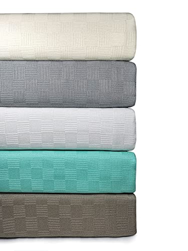 Maura All Season Bamboo Cotton Decorative Thermal Bed Blankets, Classic Basket Wave Breathable, Super Soft, Cozy Blanket And Perfect For Layering Any Bed. King Large Size 108”X 90” #TOP6