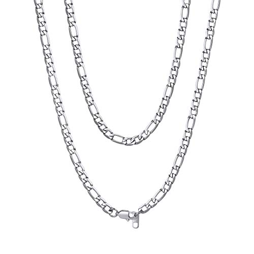 ChainsHouse Collier Homme Acier Inoxydable Maille Figaro Chaîne Femme, Cadeau Bijoux Hip Hop [Argenté-Largeur: 6mm; Longeur: 51 cm] Gift Anniversaire Saint...