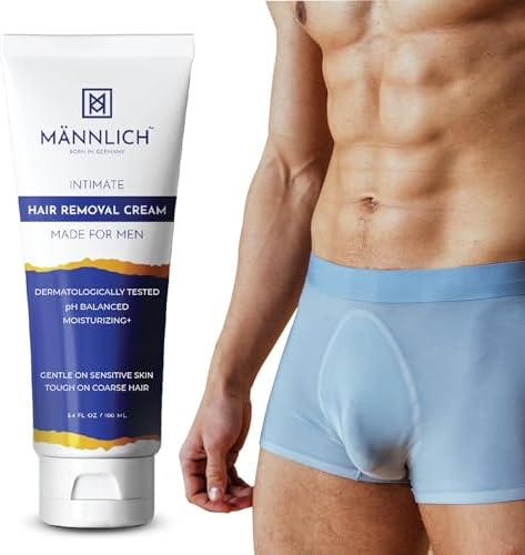 Mannlich Intimate/Private Hair Removal Cream for Men (100 ml) | Painless, Faster, Soothing for Unwanted Coarse Pubic Hair, Suitable For All Skin Types (Pack of 1)