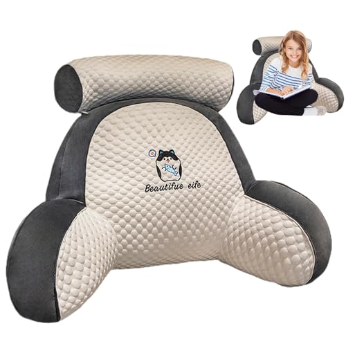 Almohada de Lectura para Cama para Adultos, Almohada de Lectura 2 en 1 con Soporte para la Espalda del Brazo del Cuello, cojín Multifuncional para sofá y mesita de Noche, cómoda Almohada con Brazos