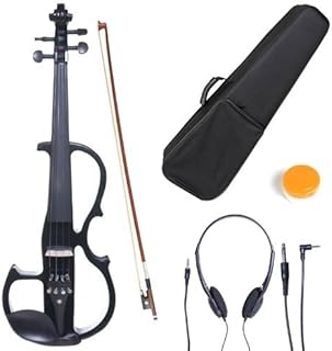 Cecilio CEVN-2BK Ebony Fitted Silent Electric Violin, Style 2, Metallic Black, Size 4/4