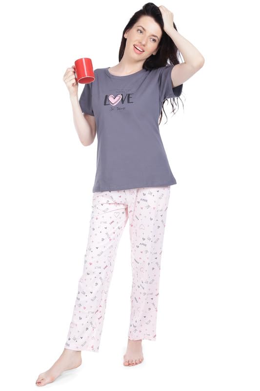 Image of Bedtime story Cotton Night Suit for Women Girls | Women's Cotton Printed Pant & Top Night Suit Set Pyjama Set Sleepwear Nightwear Nightdress Loungewear