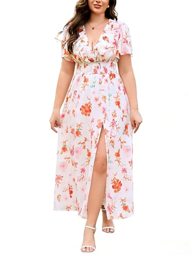 EYWOL Dresses for Women Plus Size: Maternity Wedding Guest Dress - V Neck Maxi Dress for Women - Flattering Dresses for Pear Shape - Curvy Outfits