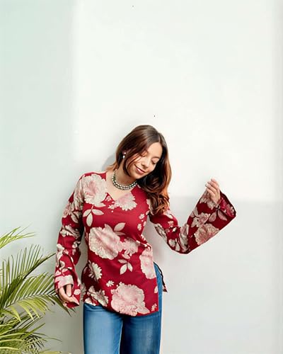 Image of ANNI Designer Cotton Short Kurti for Women | Stylish Kurti | Short Kurti Top | Casual Kurta for Women | Comfortable Cotton Kurtis for Womens