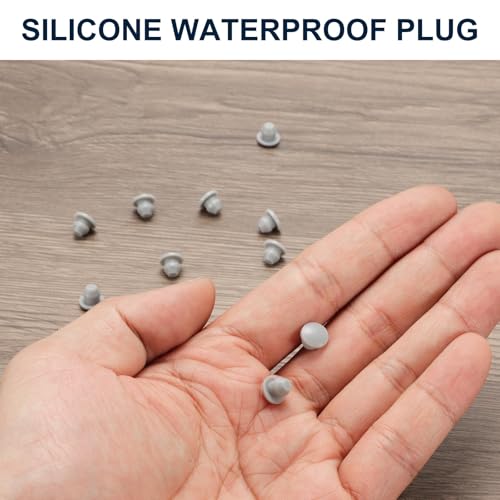 Image of uxcell 10pcs Hole Plug 3 /16 Inch (5.3mm) Button Plugs Fit for 4.5mm Hole, Snap in Locking Hole Tube Plug Gel Tube Waterproof Plug Tube Plug, Grey