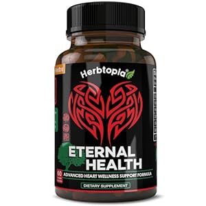 Eternal Health Heart Health Supplement for Heart, Blood Circulation & Flow with CoQ10, Vitamin K2 MK7, Black Garlic, Hawthorn, Olive Leaf & Dan Shen – Vitamins & Herbs 60 Caps