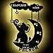 Lampe Led Murale En Bois Gravé - Veilleuse Déco Éléphant Sur Lune Avec Prénom, Date, Heure, Taille Et Poids De Naissance Personnalisés - Idée De Cadeau Pour Nouveaux Nées - Couleur Au Choix