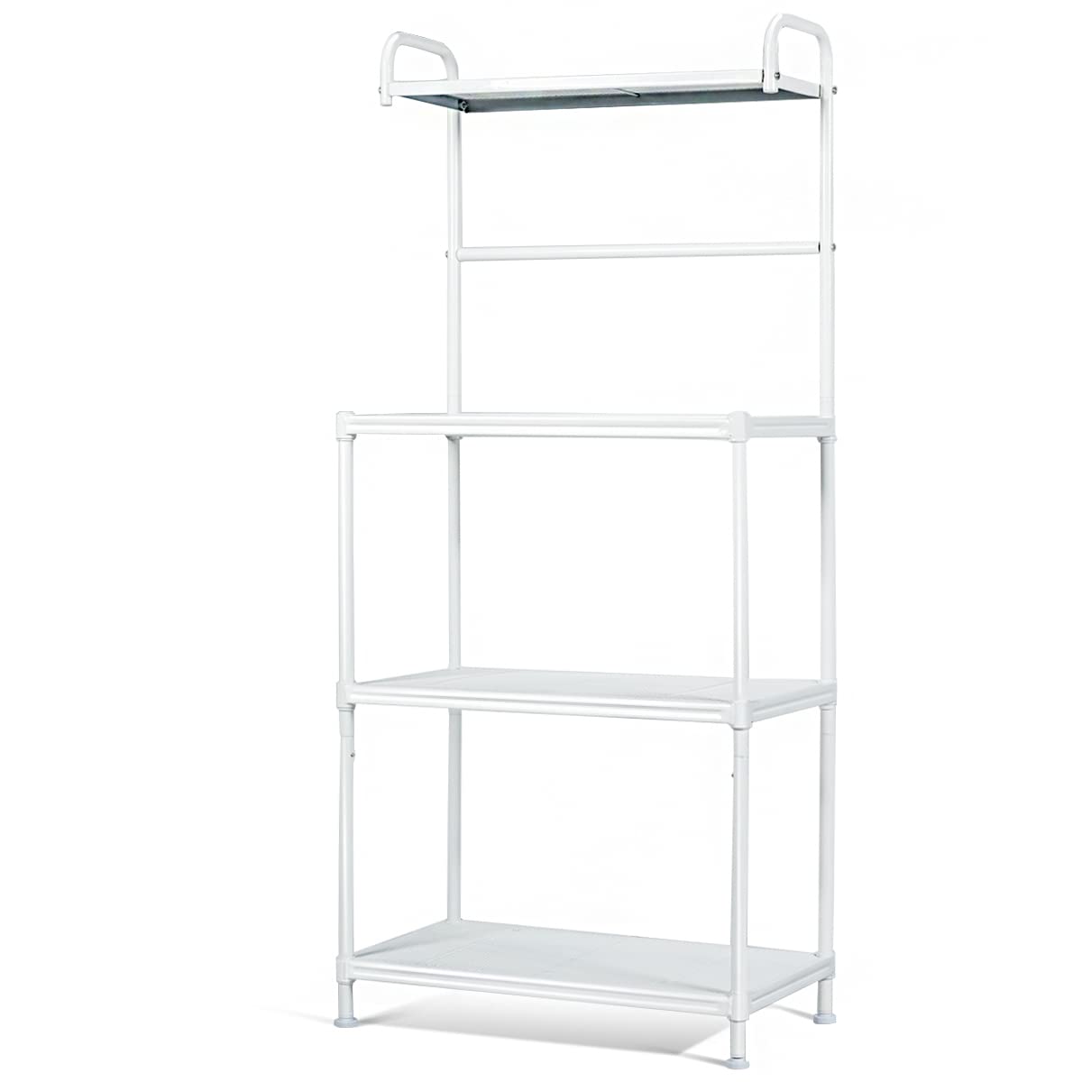 KOMFOTTEU 4-stopniowy regał kuchenny, regał do kuchenki mikrofalowej, metalowy, regał stojący 59 x 34 x 136 cm, stojak do kuchenki mikrofalowej, wolnostojący wielofunkcyjny regał do kuchni i jadalni
