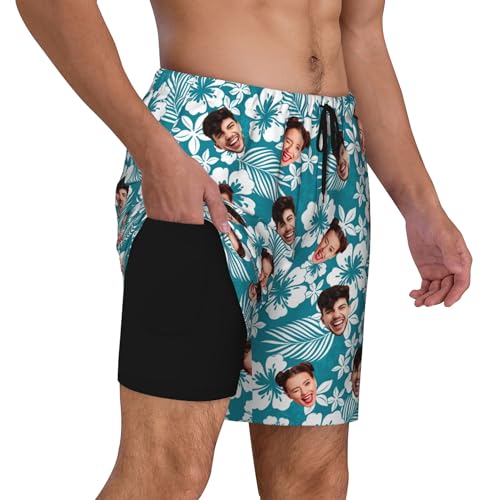 Custom Mens Swim Trunks Personalized Board Shorts with Face Quick Dry Swimsuit Bathing Suit Compression Liner Beach Shorts3