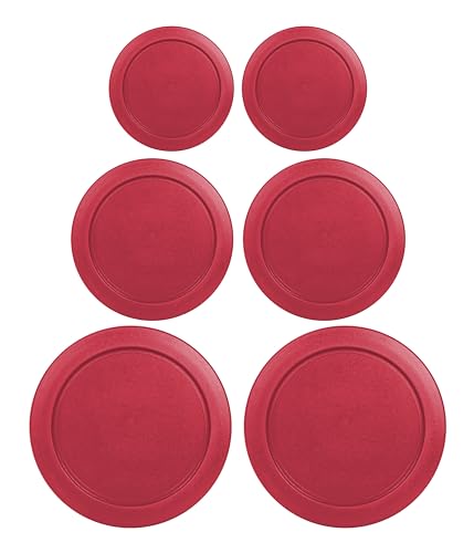 Replacement Lids for Pyrex Containers Round Glass Food Plastic (2) 2-Cup (2) 4-Cup (2) 7-Cup (Red)