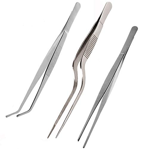Teanfa Tongs Tweezers，Stainless Steel Tongs tweezer with Cooking Utensils/Precision serrated tips