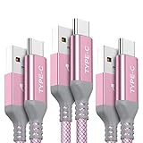 USB Typ C Kabel AKOADA [3 Stück 3M 2M 1M] Nylon Ladekabel für Samsung Galaxy S10 S9 S8 Plus, Note 10 9 8, A3 A5, LG G5 G6 V20, Sony Xperia XZ Xa1, Huawei Honor 10 9, P40 30, Mate 40 30 usw (Rosa)