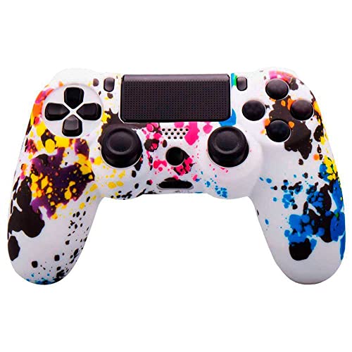 OcioDual Funda de Silicona Compatible con Mando PS4/Slim/PRO Manchas Pintura Carcasa Anti Caídas Golpes Goma Flexible Suave