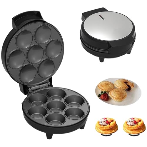 Mini máquina para hacer pasteles y quiches, máquina para hacer magdalenas doméstica con lámpara LED y pies antideslizantes, calefacción de doble cara, para desayunos para niños, refrigerios y postres