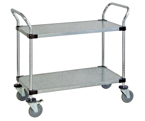 Quantum Storage Systems WRC-1848-2G 2-Tier Wire Utility Cart, 2 Solid Shelf, 5
